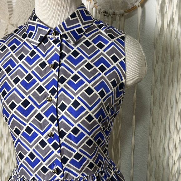 Kate Spade Lora Sleeveless Fi N Flare Collared Silk Dress Size 00 - Picture 3 of 11